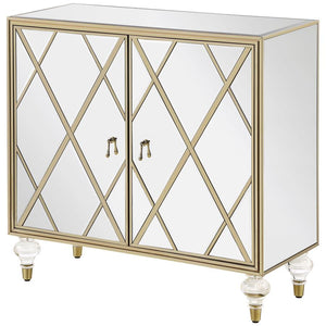 Astilbe - 2-Door Mirrored Accent Cabinet - Silver And Champagne