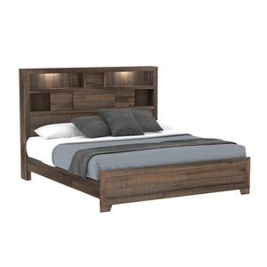 Peyton - Queen Bookcase Bed - Penny Brown