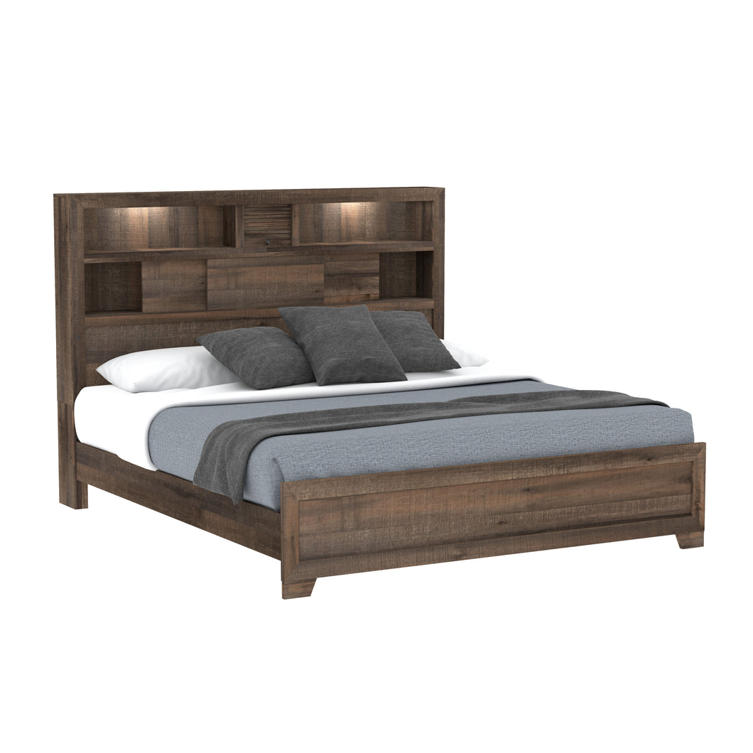 Peyton - King Bookcase Bed - Brown Penny