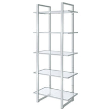 Hartford - 5-Shelf Glass Bookshelf - Chrome