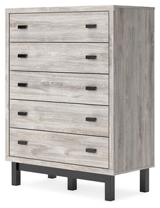 Vessalli - Black / Gray - Five Drawer Wide Chest