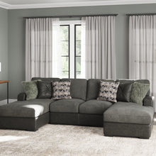 Berlin - Double Chaise Sectional - Gray Herringbone & Sanded Microfiber