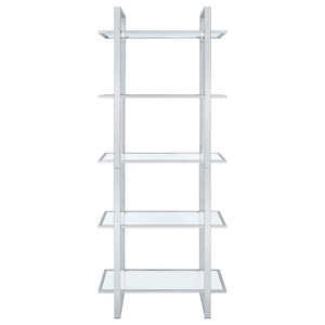 Hartford - 5-Shelf Glass Bookshelf - Chrome