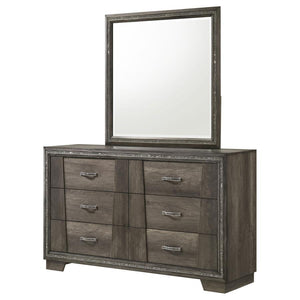 Janine - 6-Drawer Dresser With Mirror - Gray