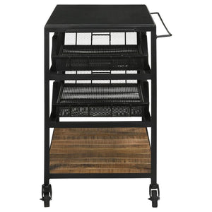 Evander - Marble Top Kitchen Cart With Removable Shelves - Black