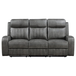 Raelynn - Upholstered Track Arm Motion Sofa - Gray