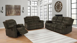 Rodman - Upholstered Padded Arm Reclining Loveseat - Olive Brown