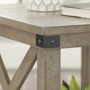 Aldwin - Gray - Rectangular End Table - Crossbuck Styling