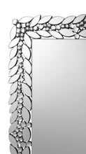 Cecily - Leaf Border Crystal Wall Mirror - Silver