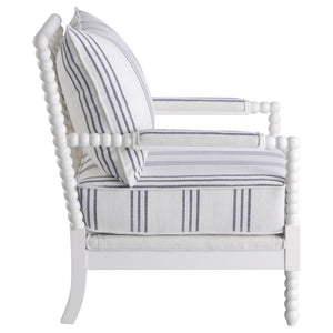 Blanchett - Upholstered Bobbin Accent Chair - White And Navy