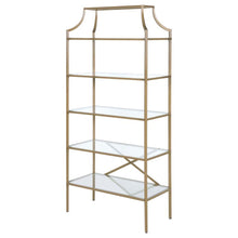 Serena - 5-Shelf Glass Bookshelf - Gold