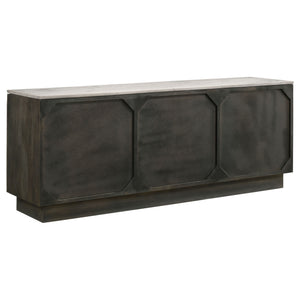 Dennis - 3 Door Marble Top Sideboard Buffet - Tobacco Gray