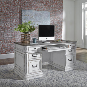 Magnolia Manor - 5 Piece Home Office Set (Complete Desk) - White