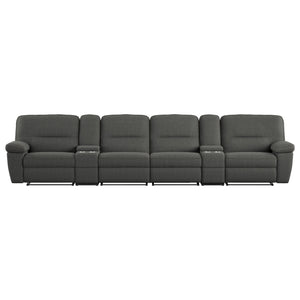 Alberta - 6 Piece Reclining Sofa With 2 Consoles - Charcoal Gray