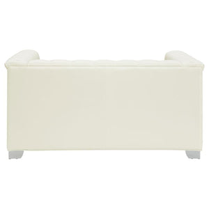 Chaviano - Upholstered Track Arm Loveseat - Pearl White