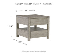 Krystanza - Weathered Gray - Rectangular End Table