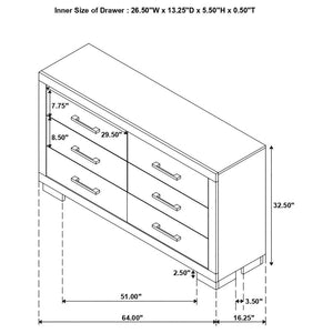 Jessica - 6-drawer Dresser