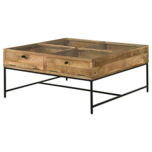 Stephie - 4-Drawer Square Glass Top Coffee Table - Honey Brown