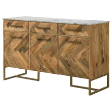 Keaton - Marble Top Herringbone Accent Cabinet