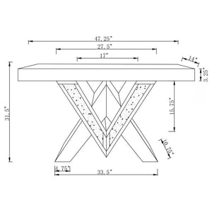 Taffeta - V-Shaped Mirrored Entryway Console Table - Silver