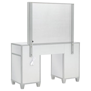 Allora - 9-Drawer Vanity Set With Lighting - Metallic Silver