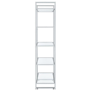 Hartford - 5-Shelf Glass Bookshelf - Chrome