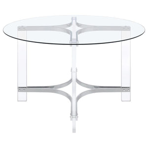 Keeling - Round Glass Top Acrylic Dining Table - Chrome