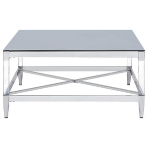 Lindley - Square Tempered Mirror Acrylic Coffee Table - Chrome