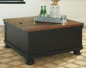 Valebeck - Black / Brown - Lift Top Cocktail Table