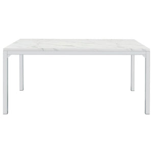 Athena - Rectangular Faux Marble Dining Table - Chrome