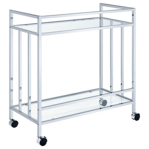 Cara - 2-tier Rectangular Glass Shelf Metal Bar Cart