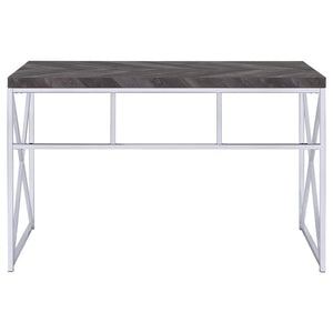 Grimma - Writing Office Desk - Rustic Gray And Chrome