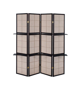 Iggy - 4-Panel Folding Screen With Removable Shelves Tan And - Cappuccino