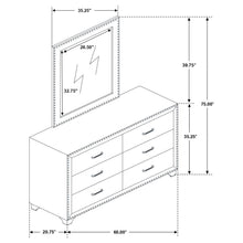 Melody - 6-Drawer Upholstered Dresser With Mirror