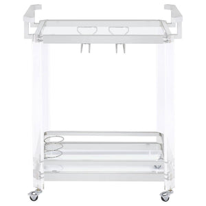 Jefferson - 2-Tier Glass Shelf Acrylic Bar Cart - Chrome