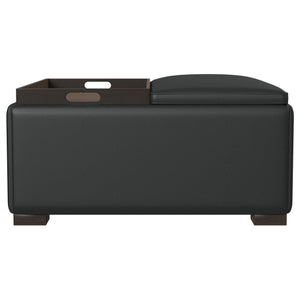 Paris - Upholstered Storage Ottoman With Tray - Black