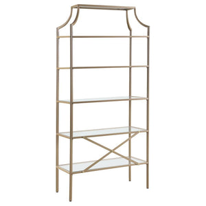 Serena - 5-Shelf Glass Bookshelf - Gold