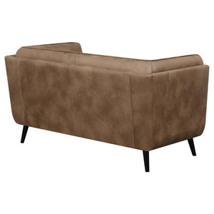 Thatcher - Upholstered Tuxedo Arm Tufted Loveseat - Brown