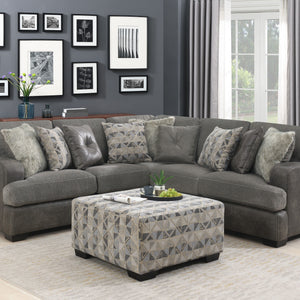 Berlin - 3 Piece Sectional - Gray Herringbone & Sanded Microfiber - Fabric