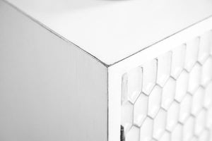 Gambon - 2 Door Wood Honeycomb Pattern Accent Cabinet - White