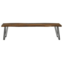 Neve - Live Edge Wood Dining Bench Hairpin Legs - Gray Sheesham