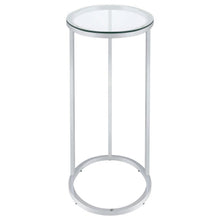 Kyle - Oval Glass Top C-Shaped Sofa Side Table - Chrome