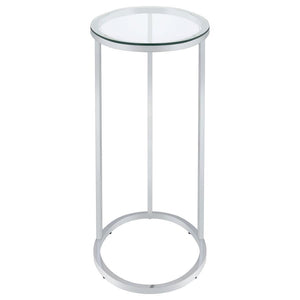 Kyle - Oval Glass Top C-Shaped Sofa Side Table - Chrome