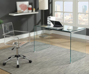 Ripley - Tempered Bent Glass Writing Desk Clear - Clear Glass