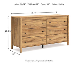 Bermacy - Light Brown - Six Drawer Dresser