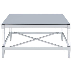 Lindley - Square Tempered Mirror Acrylic Coffee Table - Chrome