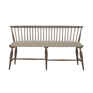 Americana Farmhouse - Upholstered Seat Windsor Bench (RTA) - Light Brown