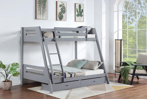 Trisha - 2-Drawer Wood Twin Over Full Bunk Bed - Gray