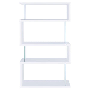 Emelle - 4-Shelf Glass Panel Bookshelf