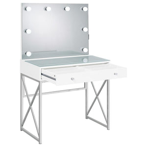 Eliza - 2 Piece Vanity Set With Hollywood Lighting - White And Chrome